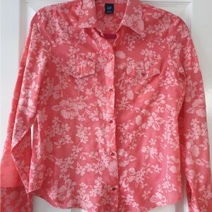 GAP Coral Floral Long Sleeve Shirt